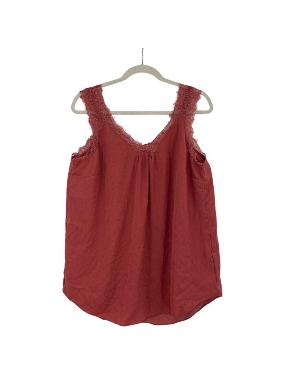Soft Surroundings Women's Salmon Red Orange Cami Tank Top with Lace Trim Size M